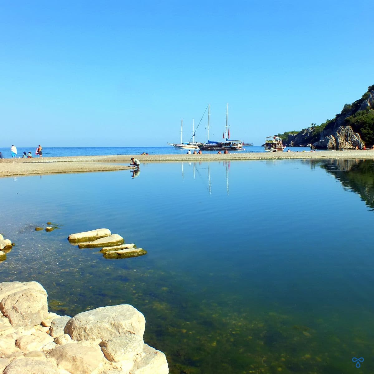 Olympos beach crescent bay and crystal clear sea antalya